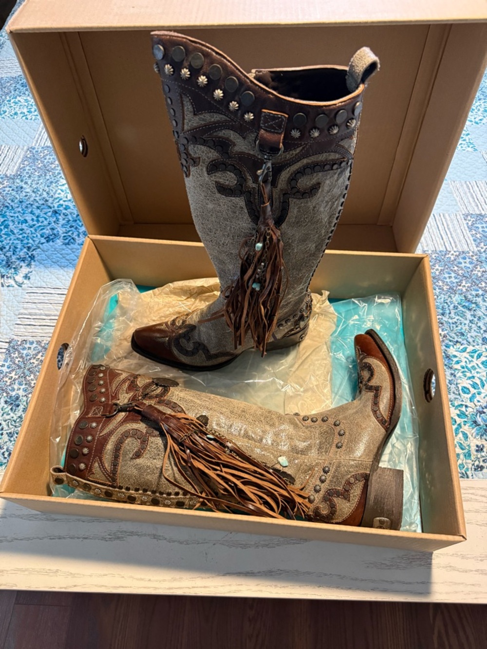 Double D Ranch Ybarra western boots with tassels and charms
